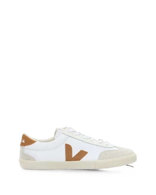Veja White Volley Suede-Panelled Logo-Patch Low-Top Sneakers