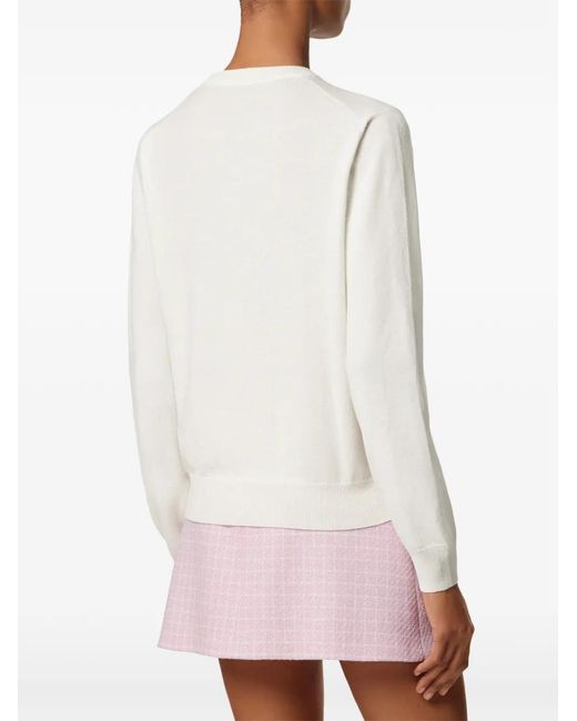 Versace White Round-Logo Sweater