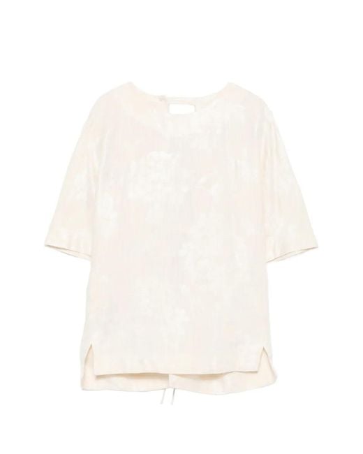 Department 5 White Isley Floral-Detail Open-Back Blouse