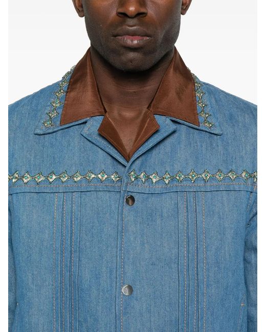 Amiri Blue Crystal-Embellished Jacket for men