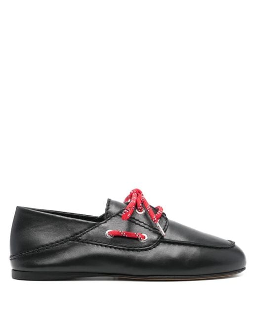 Sandro Black Leather Boat Shoes