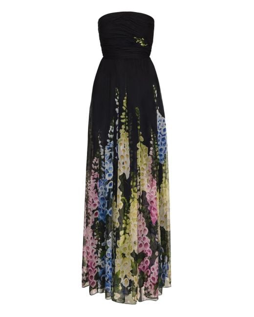Oscar de la Renta Black Gradient-Effect Chiffon Gown