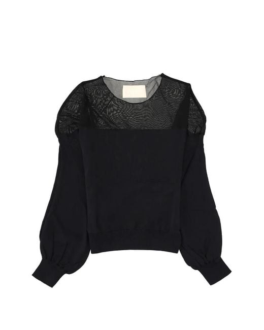 Circus Hotel Black Long-Sleeve Round-Neck Top