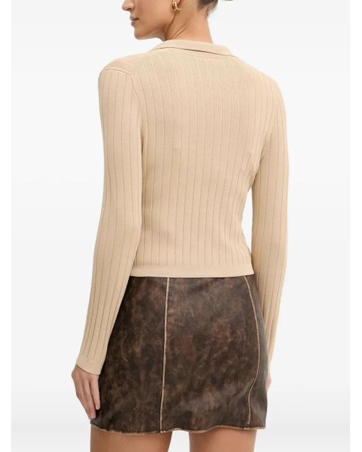 Guess Natural Button Ribbed Cardigan