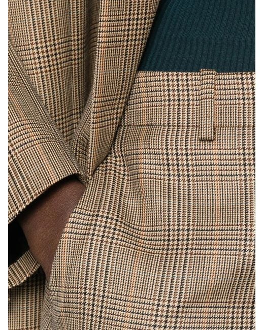 Saint Laurent Natural Check-Pattern Flared Trousers