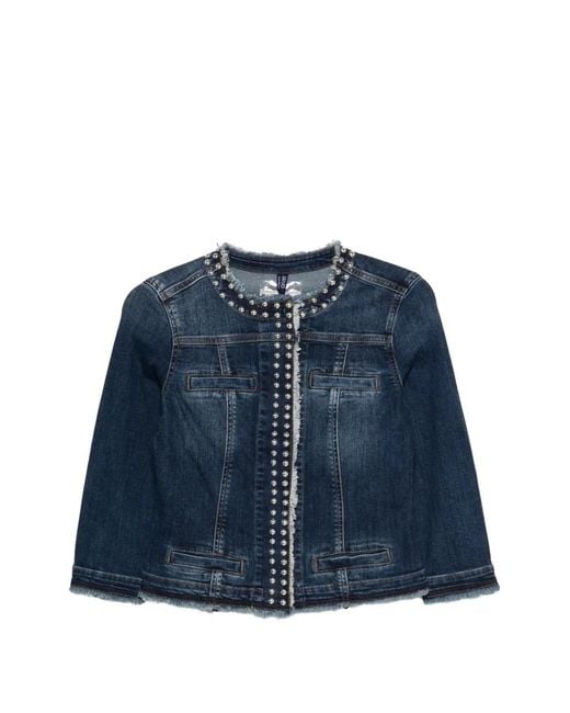 Liu Jo Blue Beaded Fringed Jacket