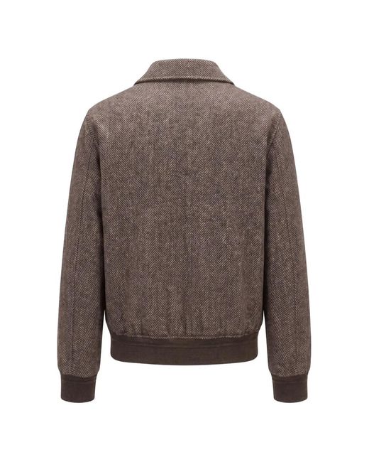 Montecore Gray Herringbone-Pattern Zip-Up Jacket for men