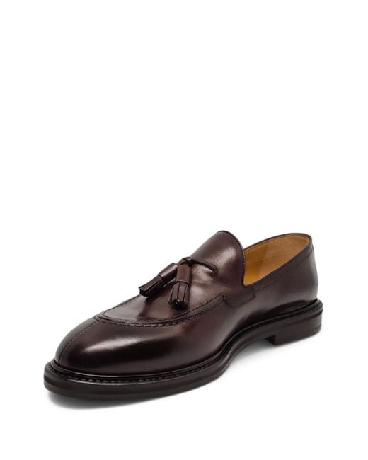 Henderson Brown Tassel-Detail Stitching Loafers for men