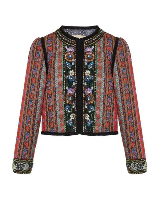 Valentino Garavani スパンコール フローラル ジャケット Red