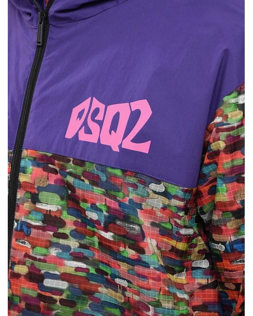 DSquared² Blue Logo-Print Panelled Jacket for men