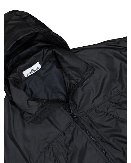 Giacca A Vento Con Zip E Cappuccio Ripiegabile di Stone Island in Black da Uomo