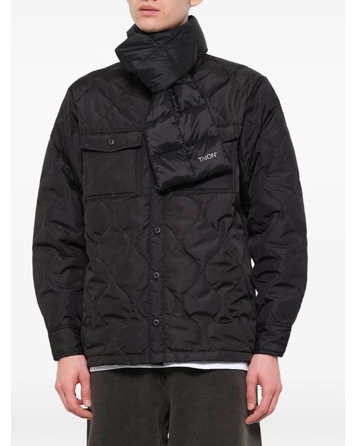 Taion Black Reversible Quilted-Down Scarf for men