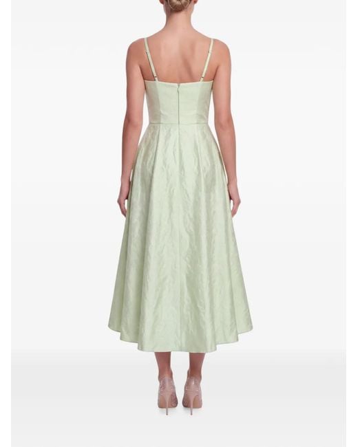 POST MERIDIEM Green Jacquard-Patterned Corset-Style Midi Dress