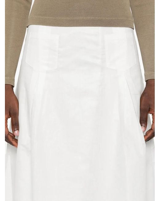 Paloma Wool White Dimi Pleated-Detail Midi Skirt