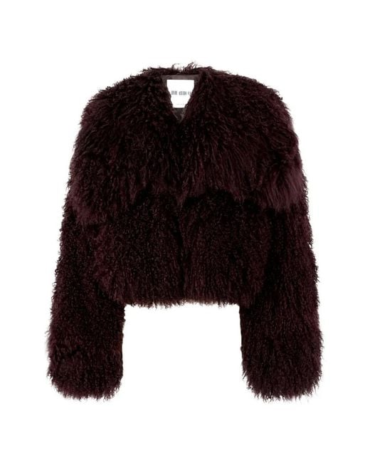 The Attico Black Veste En Fourrure De Mongolie