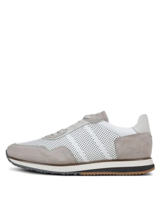 Poche Paris White Perforated Sneakers for men