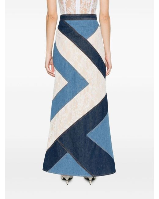 Moschino Blue Panelled High-waist Maxi Skirt