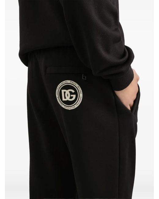 Dolce & Gabbana Black Drawstring Logo Trousers for men
