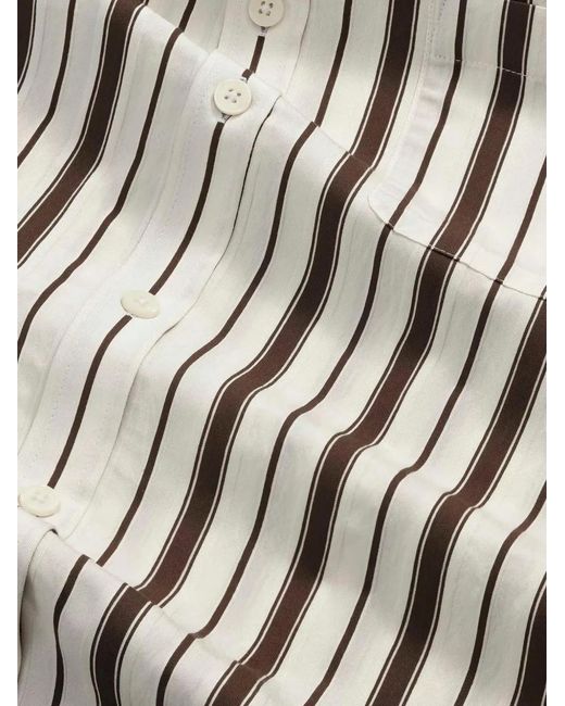 NN07 White Deon Striped Chest-Pocket Shirt for men