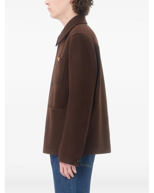 Valentino Garavani Brown Wool Jacket With Vgold for men