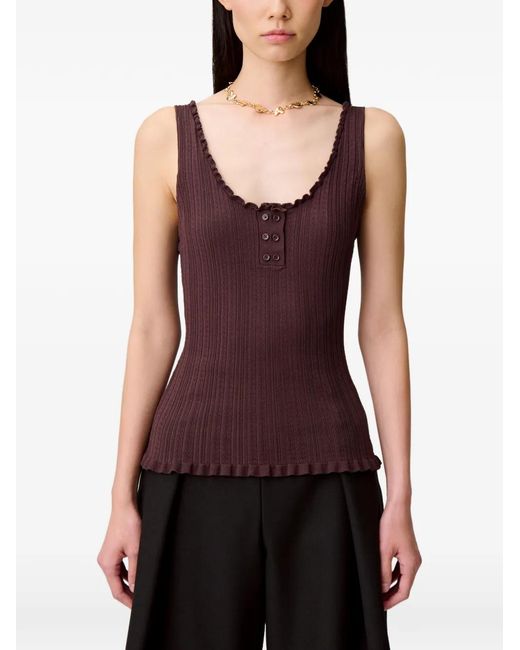 Claudie Pierlot Brown Ruffled Tank Top