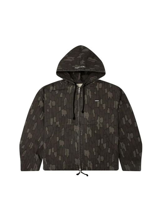 METALWOOD STUDIO Black Camo-Print Zip-Up Hoodie for men