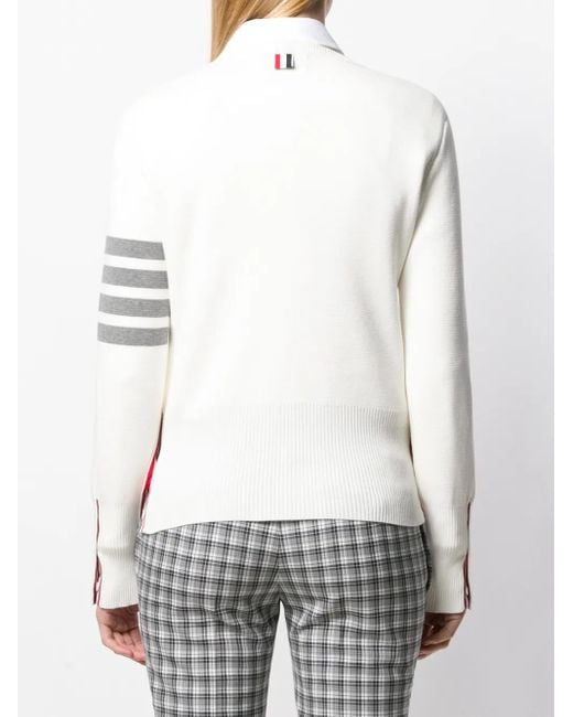 Thom Browne White 4-Bar Milano Stitch Jumper
