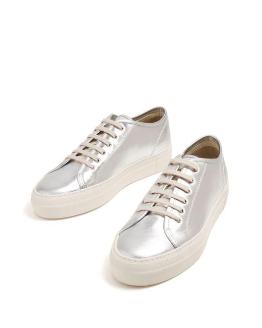 Common Projects White Tournament Low Metallic-leather Sneakers