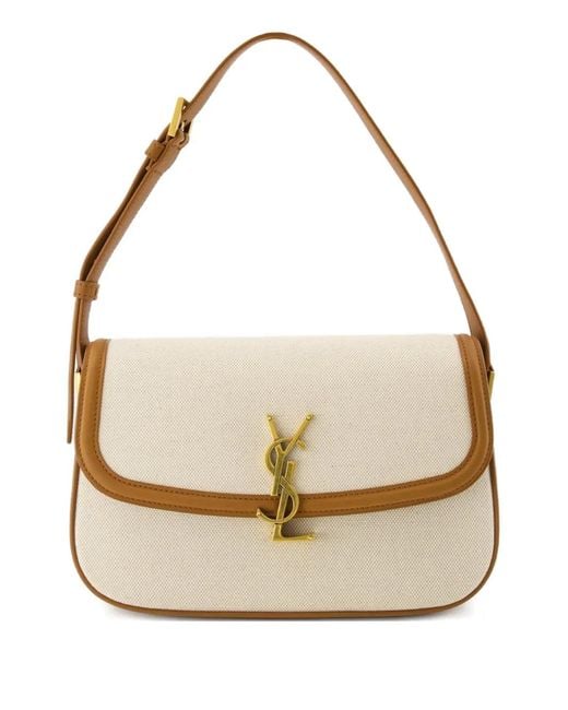 Saint Laurent White Cassandre Cotton Shoulder Bag