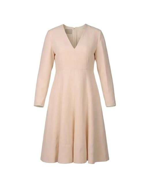 Valentino Garavani Natural V-Neck Long-Sleeve Dress