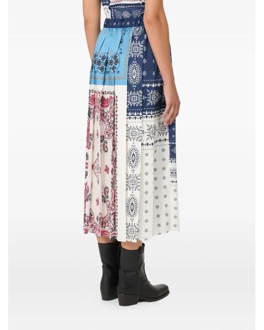 Weekend by Maxmara Blue Luna Printed Pleated Midi Skirt