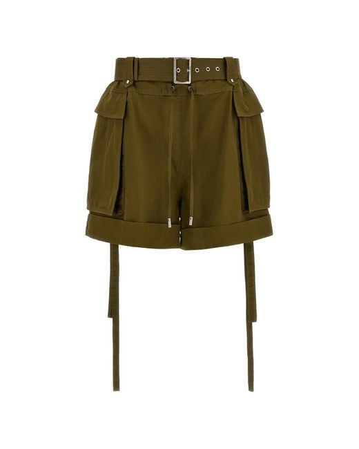 McQueen Green Belted Cargo Shorts