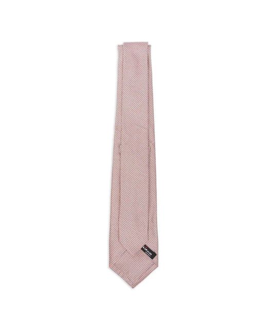 Kiton Pink Geometric-Pattern Silk Tie for men