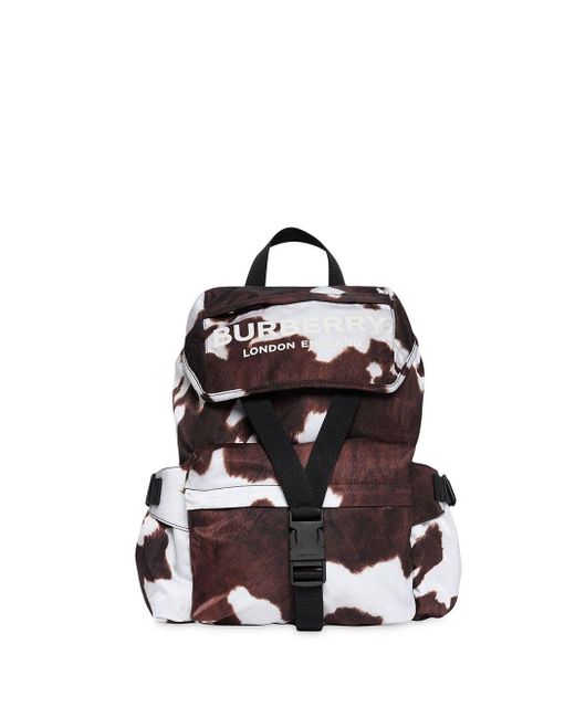 Burberry Brown Cow Print Nylon Backpack