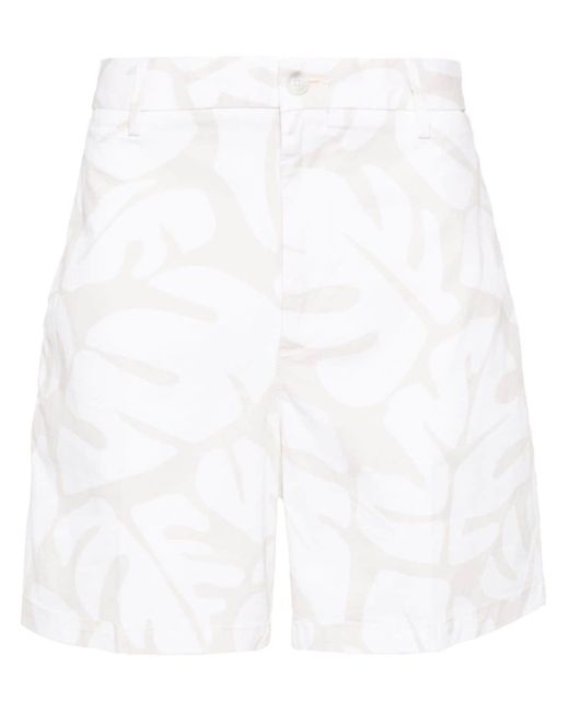 Boss White Karlos Floral-print Chino Shorts for men