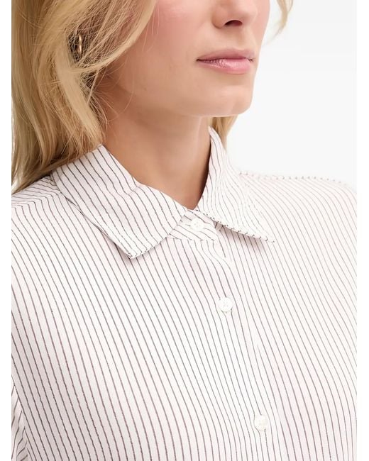Benetton White Striped Button-Up Shirt