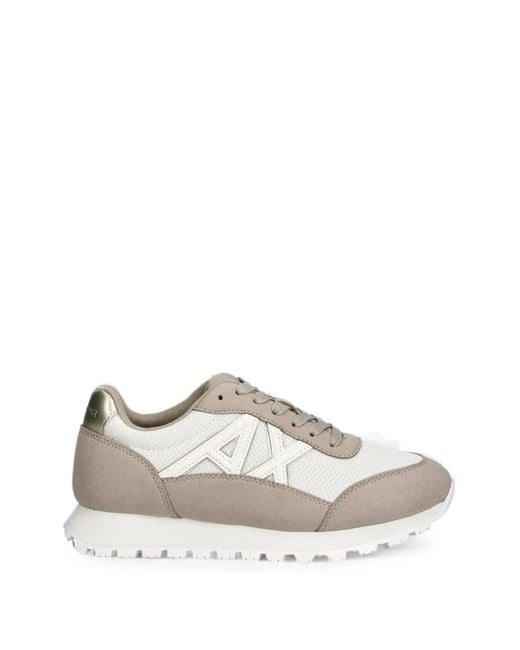 ARMANI EXCHANGE White Logo-Patch Panelled Sneakers