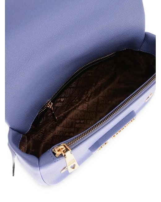 Moschino Blue Logo-Plaque Shoulder Bag