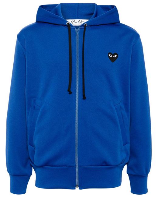 COMME DES GARÇONS PLAY Blue Heart-Patch Zip-Up Hoodie