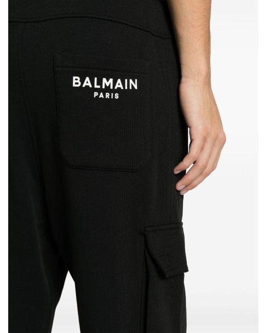 Balmain Black Logo-print Cotton Track Pants for men