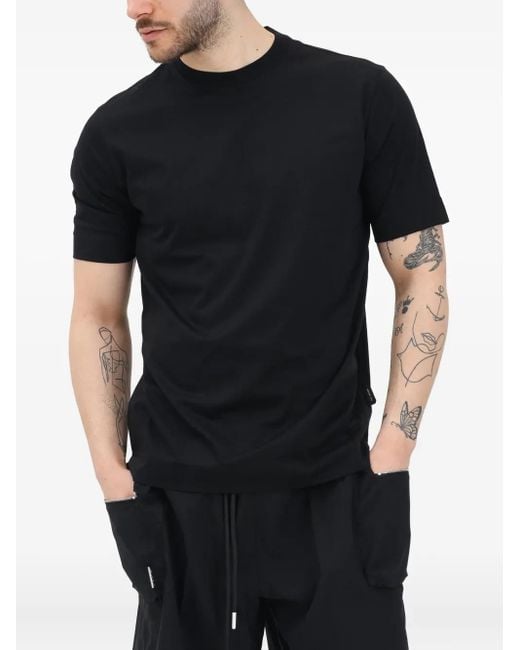 Yes London Black Cotton T-Shirt for men