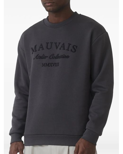 Mauvais Gray Logo-Embroidered Sweatshirt for men