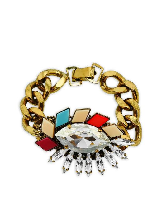 Anton Heunis Metallic Garnet-Embellished Curb-Link Bracelet