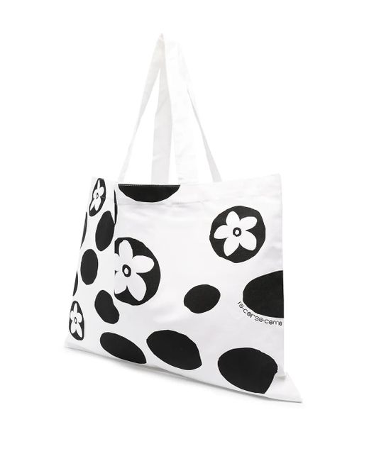 10 Corso Como White Floral Polka-Dot Print Tote Bag