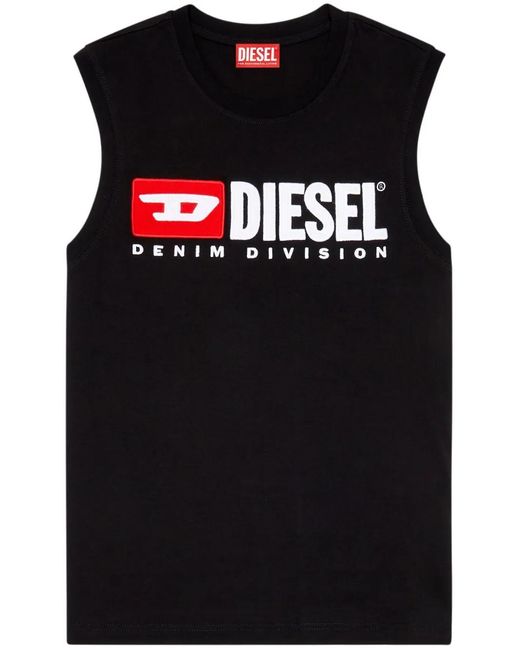DIESEL Black T-bisco-divstroyed Logo-print Tank Top for men