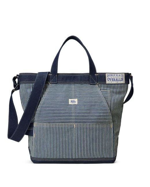 RRL Blue Piers Striped Tote Bag for men