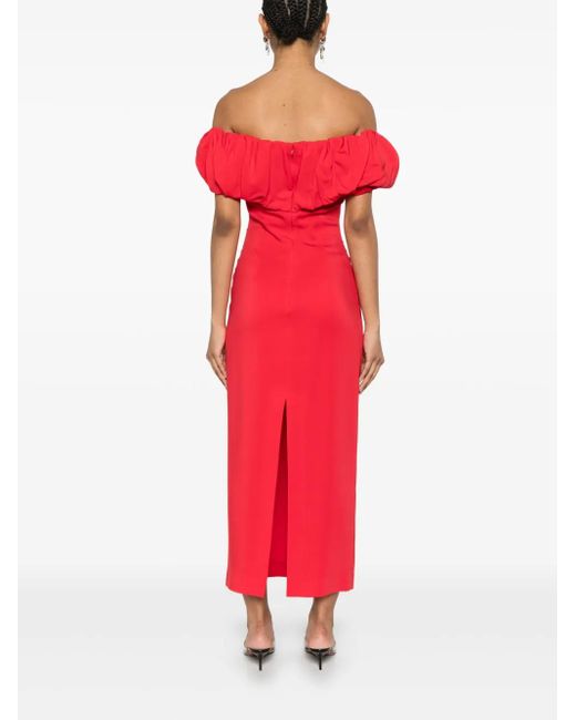 Vestido midi con cuello Bardot ROWEN ROSE de color Red