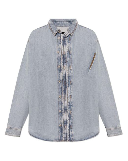 Y. Project Gray Logo-embroidered Denim Shirt for men