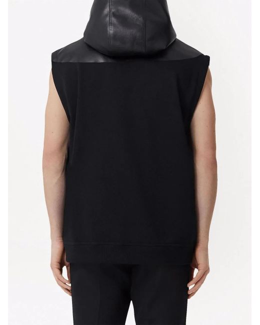 Burberry Black Monster Graphic Cotton And Lambskin Sleeveless Hoodie for men