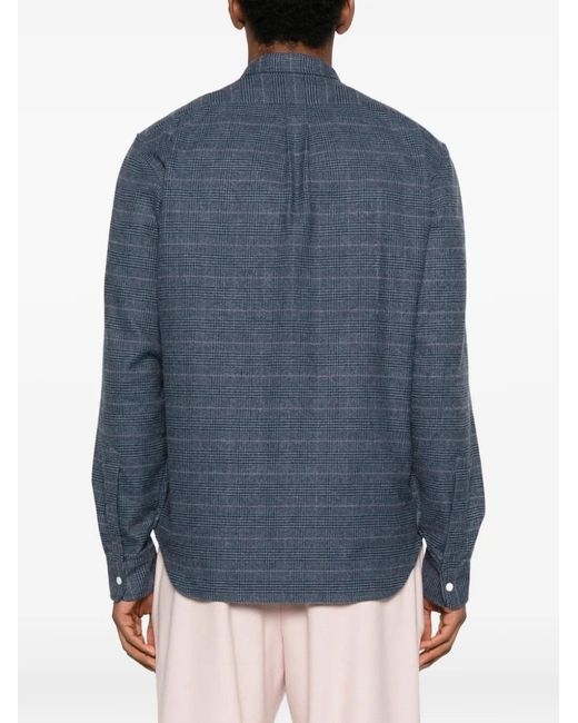 Cellar Door Blue Buttoned Check Shirt for men